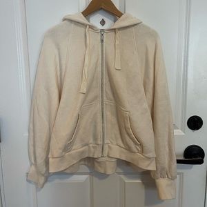 Madewell MWL Airyterry Cocoon Hoodie Sweatshirt White Size Large